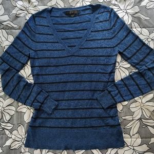 Mossimo v-neck sweater. Marled Blue and black stripe. New. Size Small petite.